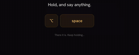 Holding the Tiune shortcut to start dictating