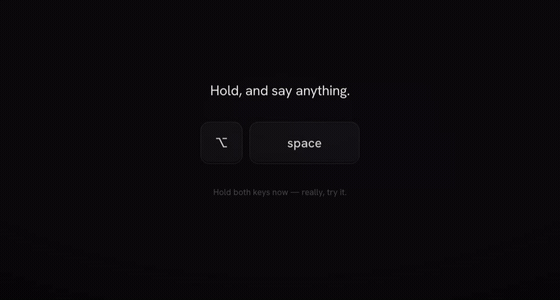A first dictation capture landing as finished text